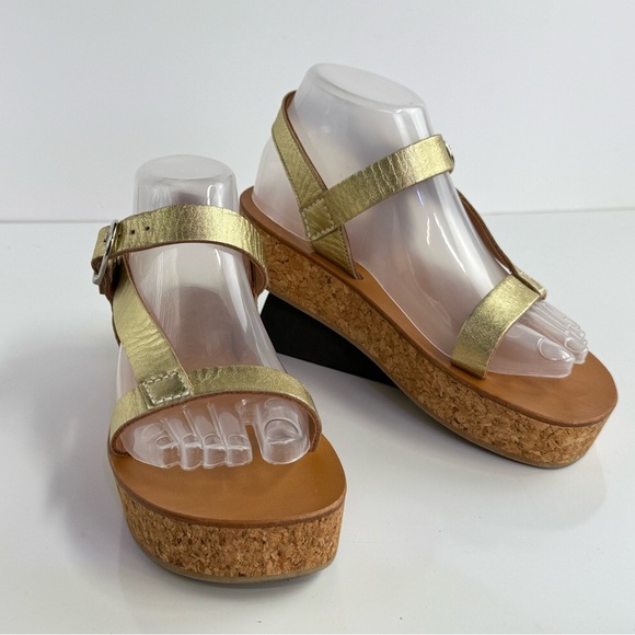 K.JACQUES  Gold sling back side buckle platform sandals size 7 - Picture 5 of 7